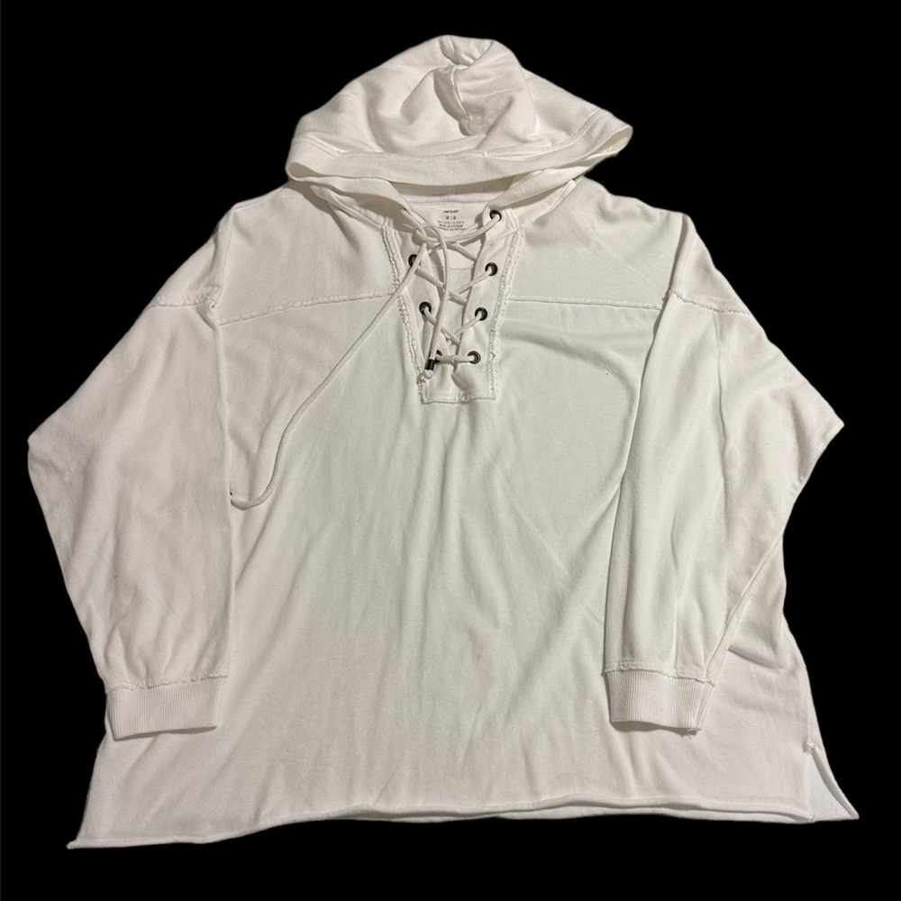 Aerie Tie Up LS Top with Hood Like New